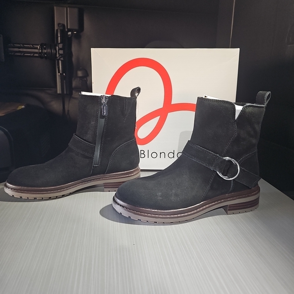 BLONDO RENAE Waterproof Black Suede Buckle Boot Womens Size 7.5M NEW In Box $169